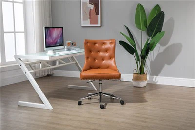 Chaise de bureau en cuir et métal